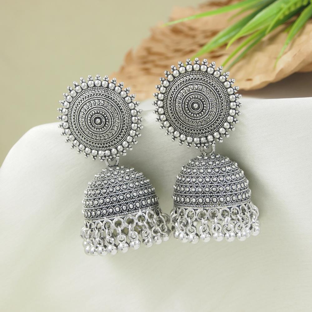 Oxidized Silver Jhumka Earrings – Stylish Artificial Jewellery for Women